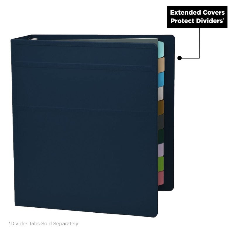 Carstens 3-Inch Heavy Duty 3-Ring Binder - Side Opening, Navy Blue, Durable Plastic, Precision No-Gap Rings, Waterproof Cover, No Pockets, Holds 400 US Letter Sheets, BPA-Free, Made in USA (1749-3R) - Image 3